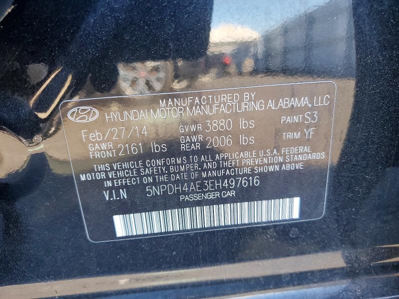 Aukcja sprzedaży 2014 Hyundai Elantra, vin: 5NPDH4AE3EH497616, numer aukcji: 59886756