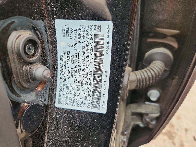 61101456 :رقم المزاد ، 2HGFC2F64MH548448 vin ، 2021 Honda Civic مزاد بيع