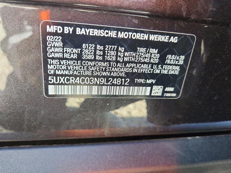 Продаж на аукціоні авто 2022 Bmw X5, vin: 5UXCR4C03N9L24812, номер лоту: 62166426