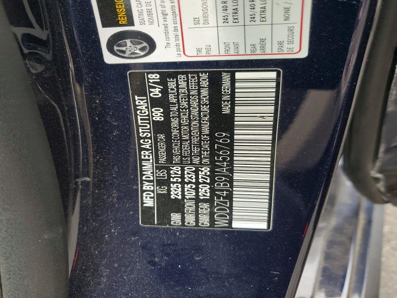 59321426 :رقم المزاد ، WDDZF4JB9JA456769 vin ، 2018 Mercedes-benz E مزاد بيع