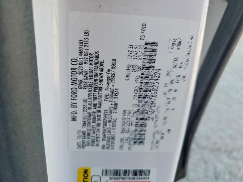 Продажа на аукционе авто 2016 Ford Fusion, vin: 3FA6P0H7XGR254824, номер лота: 61642906