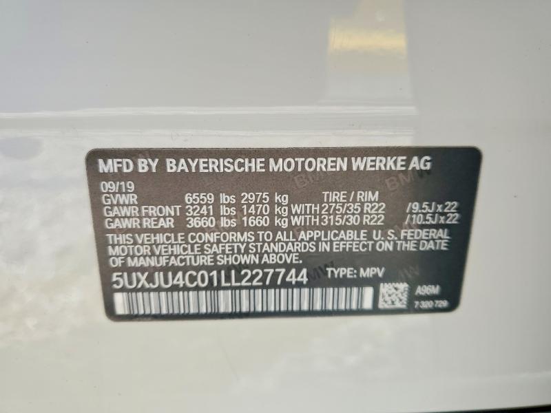 Aukcja sprzedaży 2020 Bmw X5, vin: 5UXJU4C01LL227744, numer aukcji: 62868676