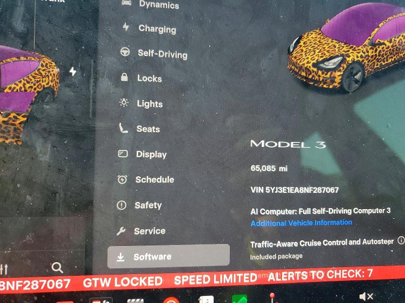 2022 Tesla Model 3 მანქანა იყიდება აუქციონზე, vin: 5YJ3E1EA8NF287067, აუქციონის ნომერი: 59551566