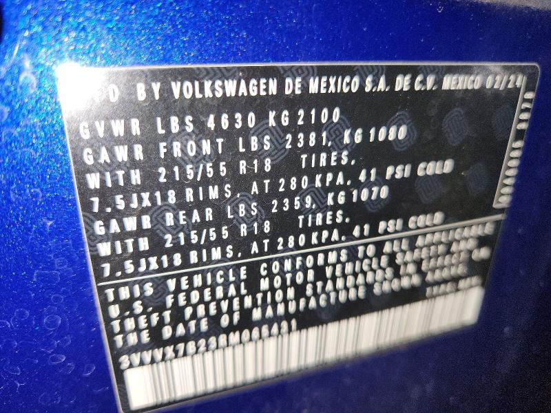 59072596 :رقم المزاد ، 3VVVX7B23RM065431 vin ، 2024 Volkswagen Taos مزاد بيع