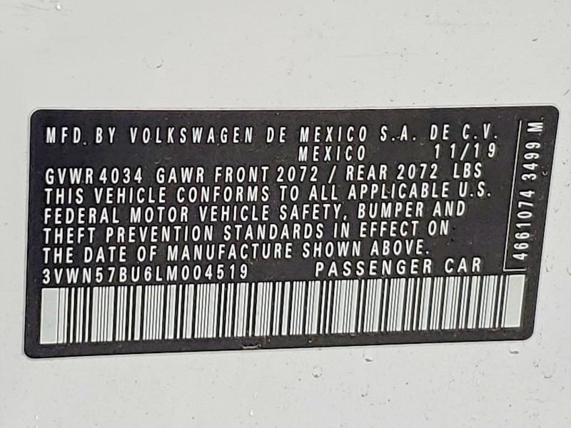 Продажа на аукционе авто 2020 Volkswagen Jetta, vin: 3VWN57BU6LM004519, номер лота: 61160156