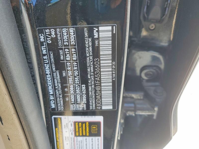 Продажа на аукционе авто 2015 Mercedes-benz Ml, vin: 4JGDA5HB1FA536603, номер лота: 63256596