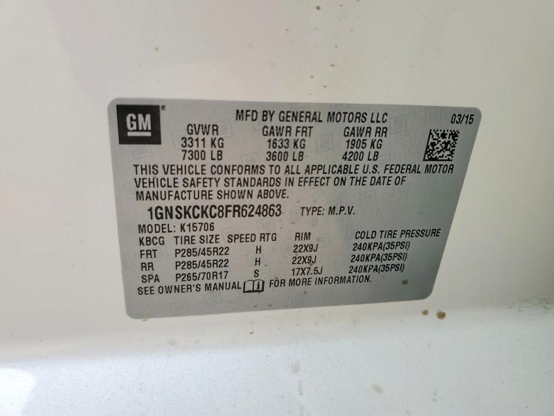 Продаж на аукціоні авто 2015 Chevrolet Tahoe, vin: 1GNSKCKC8FR624863, номер лоту: 60709646