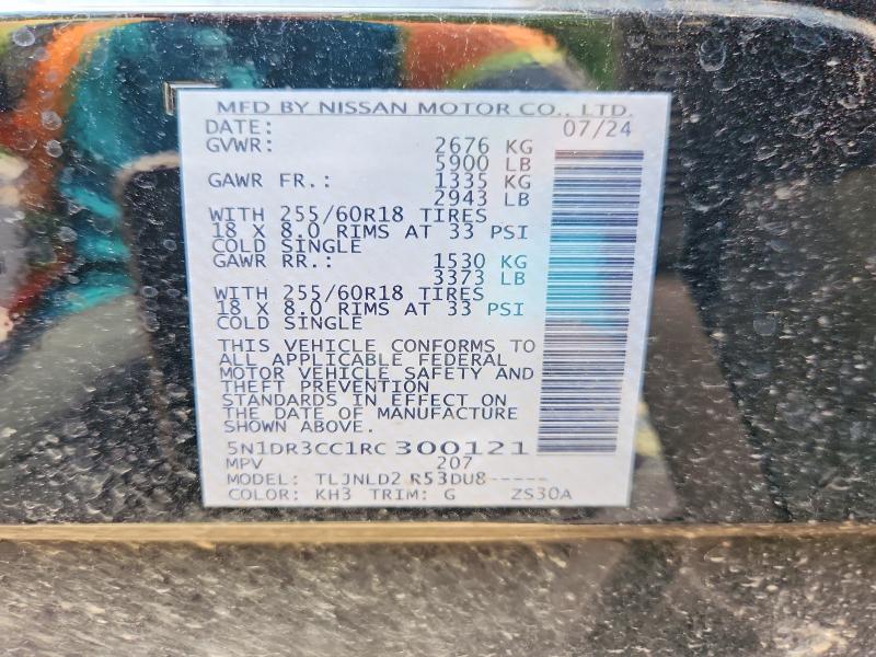 61006056 :رقم المزاد ، 5N1DR3CC1RC300121 vin ، 2024 Nissan Pathfinder مزاد بيع