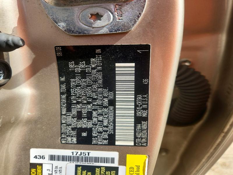 61358916 :رقم المزاد ، 5TFRV54148X069348 vin ، 2008 Toyota Tundra مزاد بيع