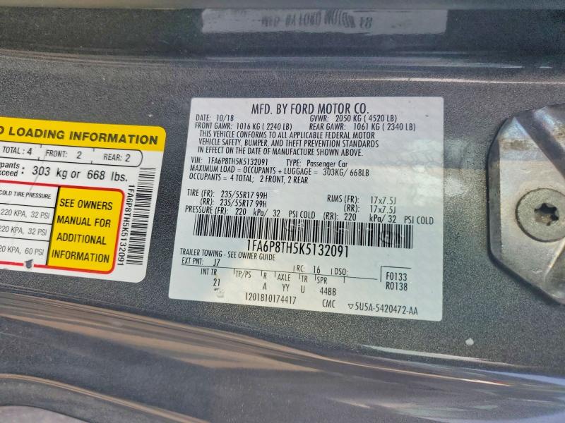 Aukcja sprzedaży 2019 Ford Mustang, vin: 1FA6P8TH5K5132091, numer aukcji: 62006076