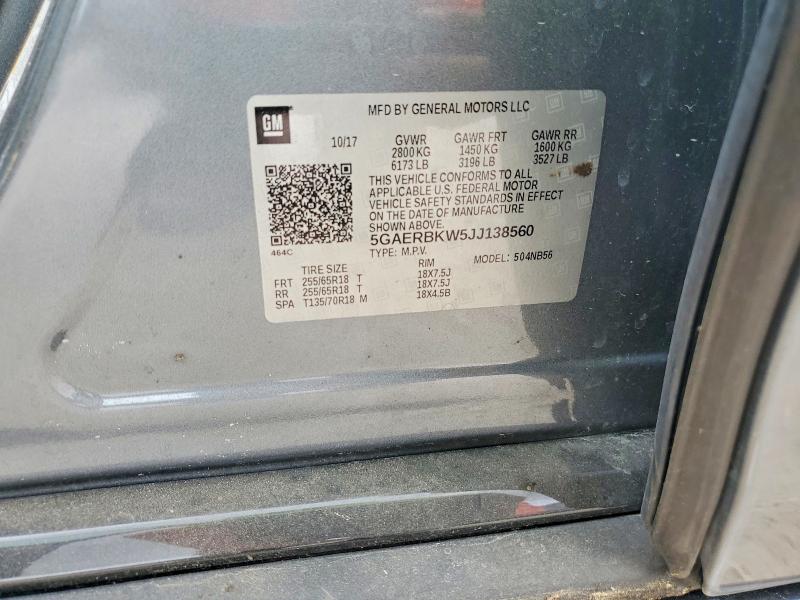 59302416 :رقم المزاد ، 5GAERBKW5JJ138560 vin ، 2018 Buick Enclave مزاد بيع