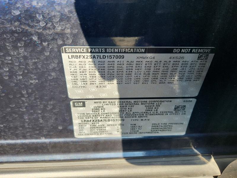 Продаж на аукціоні авто 2020 Buick Envision, vin: LRBFX2SA7LD157009, номер лоту: 60662626
