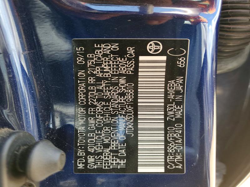 59839446 :رقم المزاد ، JTDKN3DUXF1985810 vin ، 2015 Toyota Prius مزاد بيع