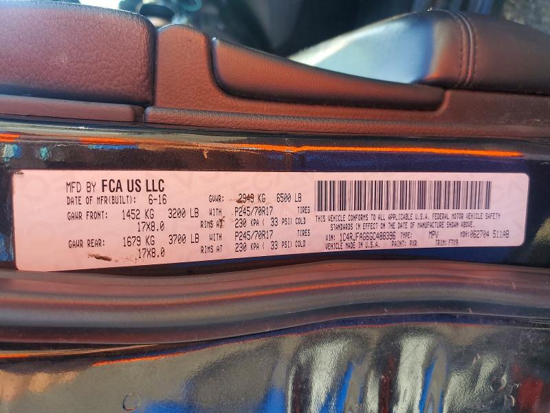 Продажа на аукционе авто 2016 Jeep Grand Cherokee, vin: 1C4RJFAG6GC488396, номер лота: 61103326