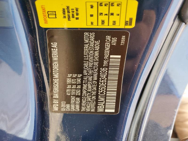 62241146 :رقم المزاد ، WBALM1C55DE634036 vin ، 2013 Bmw Z4 مزاد بيع