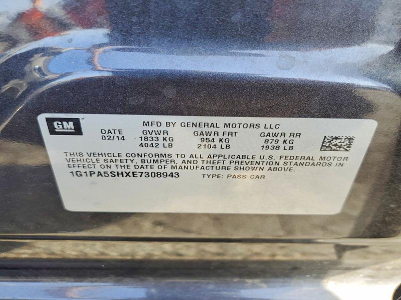 62314276 :رقم المزاد ، 1G1PA5SHXE7308943 vin ، 2014 Chevrolet Cruze مزاد بيع