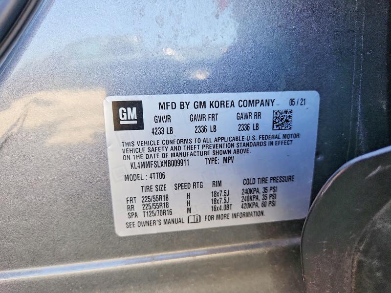 59227506 :رقم المزاد ، KL4MMFSLXNB009911 vin ، 2022 Buick Encore Gx مزاد بيع
