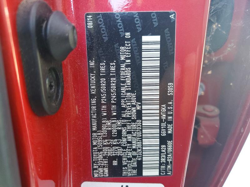 Продаж на аукціоні авто 2015 Toyota Venza, vin: 4T3ZK3BB7FU070360, номер лоту: 52150436