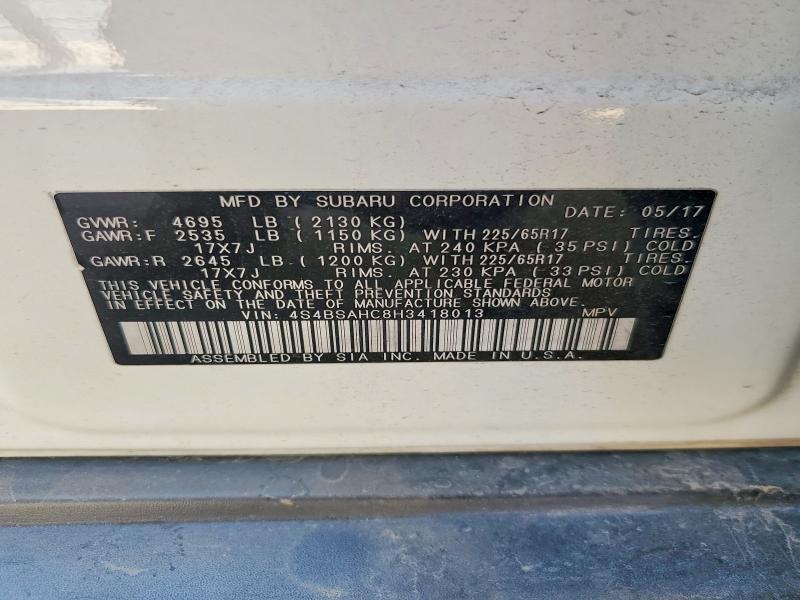 Продажа на аукционе авто 2017 Subaru Outback, vin: 4S4BSAHC8H3418013, номер лота: 63517466