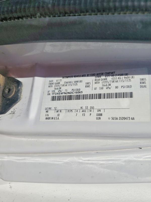 2022 Ford Econoline მანქანა იყიდება აუქციონზე, vin: 1FDXE4FN2NDC16065, აუქციონის ნომერი: 85990475