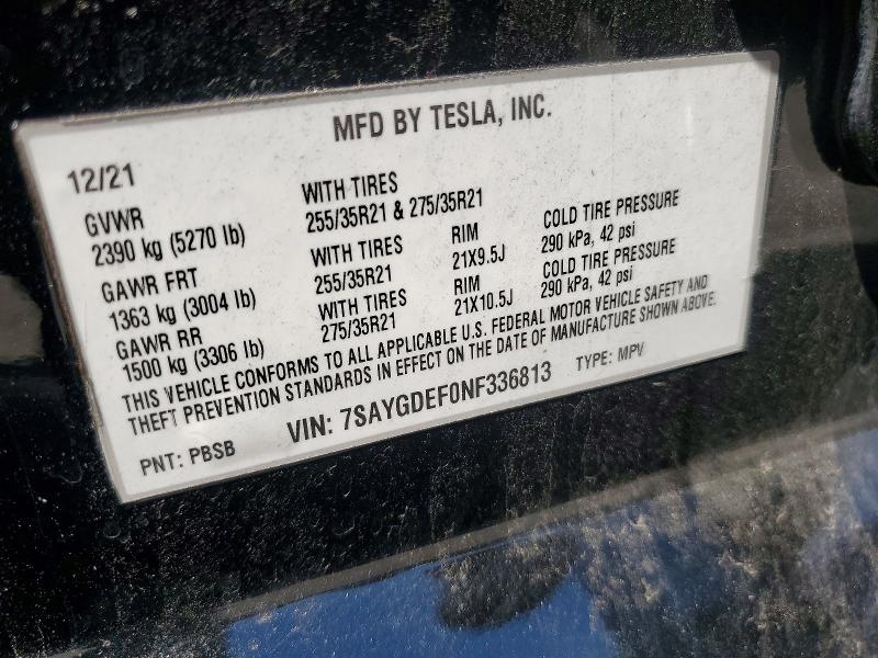 Aukcja sprzedaży 2022 Tesla Model Y, vin: 7SAYGDEF0NF336813, numer aukcji: 61643456
