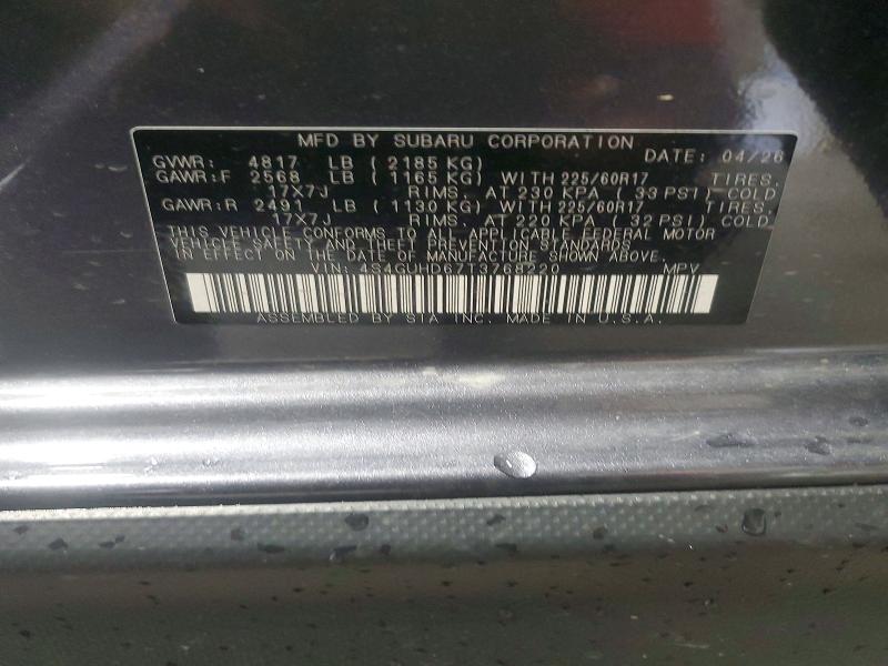 2026 Subaru Crosstrek მანქანა იყიდება აუქციონზე, vin: 4S4GUHD67T3768220, აუქციონის ნომერი: 61668916