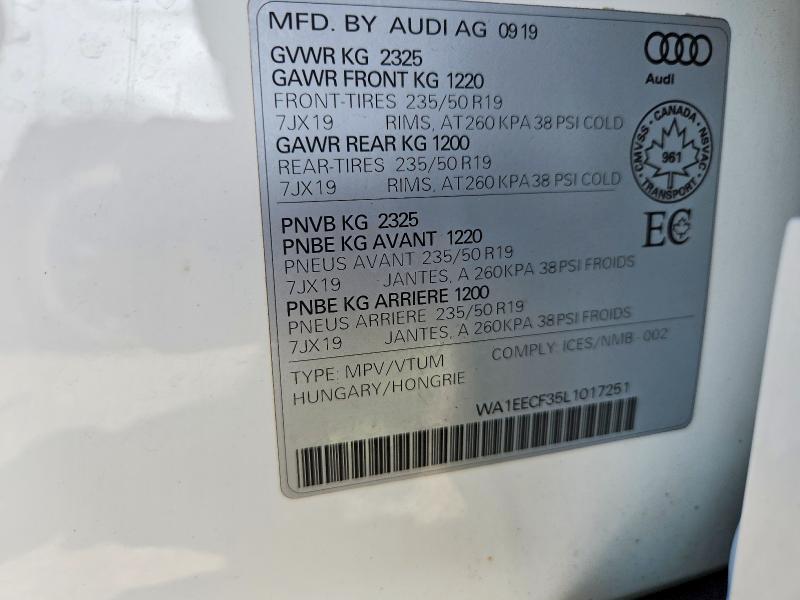Продажа на аукционе авто 2020 Audi Q3, vin: WA1EECF35L1017251, номер лота: 60250206