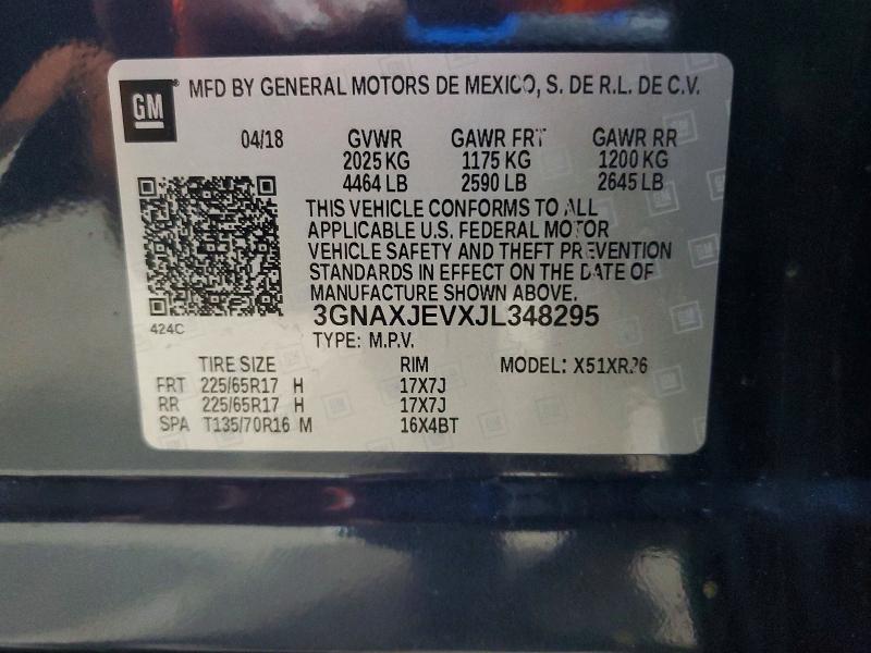 Продажа на аукционе авто 2018 Chevrolet Equinox, vin: 3GNAXJEVXJL348295, номер лота: 59200676
