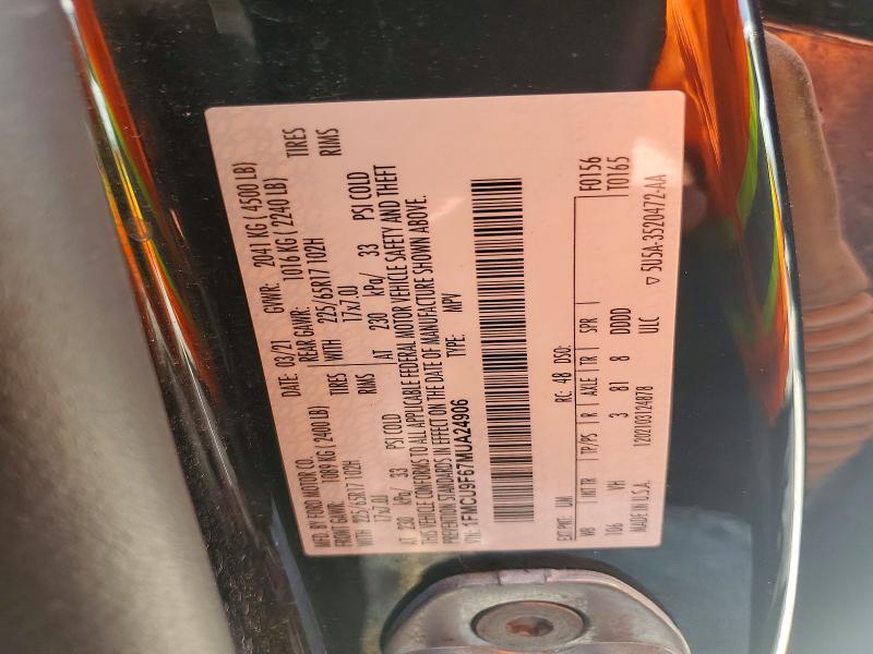 Aukcja sprzedaży 2021 Ford Escape, vin: 1FMCU9F67MUA24906, numer aukcji: 59367236