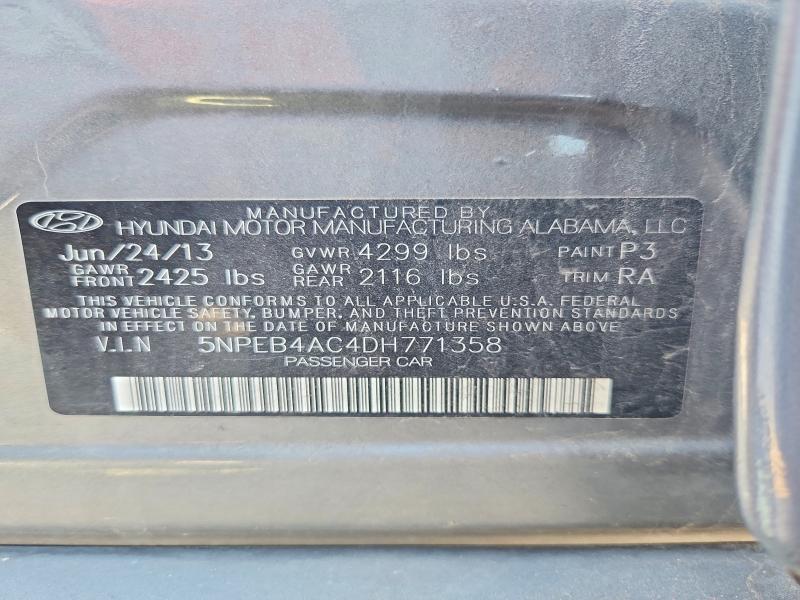 Продаж на аукціоні авто 2013 Hyundai Sonata, vin: 5NPEB4AC4DH771358, номер лоту: 62154166