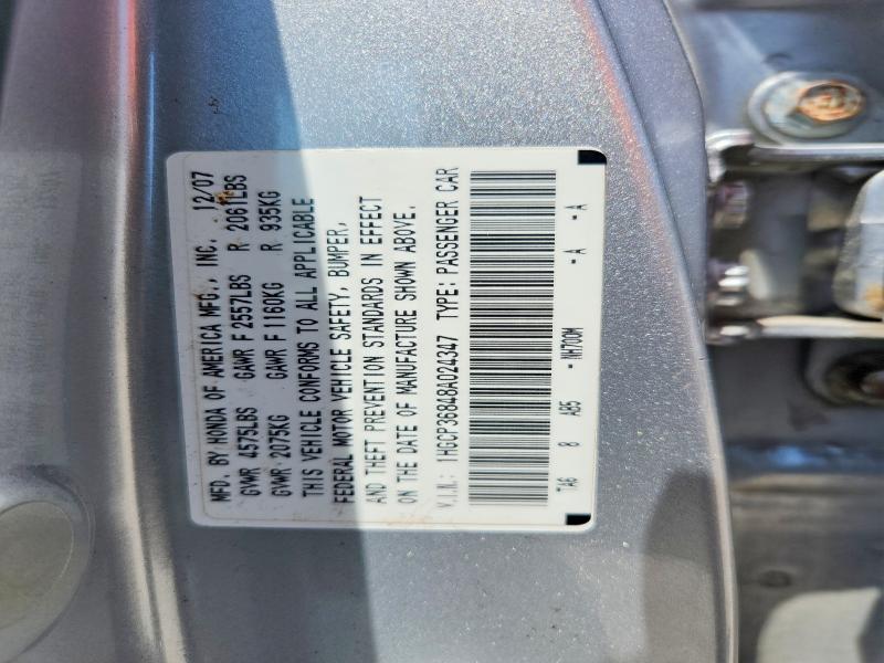 Aukcja sprzedaży 2008 Honda Accord, vin: 1HGCP36848A024347, numer aukcji: 60226196