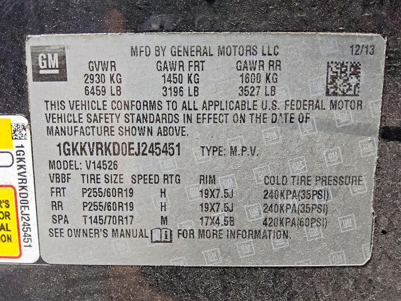 Продаж на аукціоні авто 2014 Gmc Acadia, vin: 1GKKVRKD0EJ245451, номер лоту: 61022646