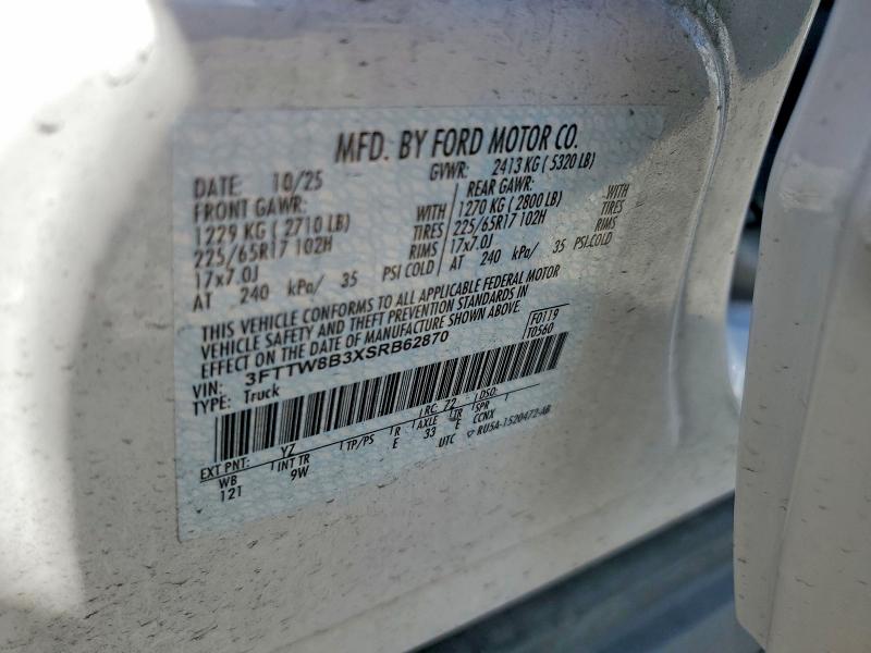 Продажа на аукционе авто 2025 Ford Maverick, vin: 3FTTW8B3XSRB62870, номер лота: 61377206