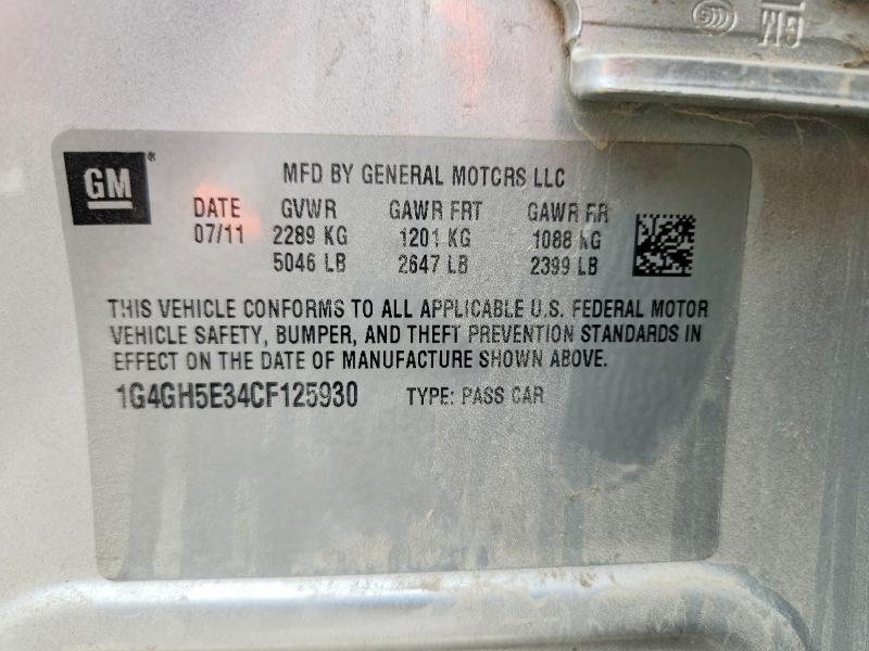 Продаж на аукціоні авто 2012 Buick Lacrosse, vin: 1G4GH5E34CF125930, номер лоту: 62503086