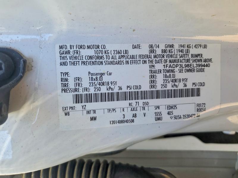 85626005 :رقم المزاد ، 1FADP3L98EL399440 vin ، 2014 Ford Focus مزاد بيع