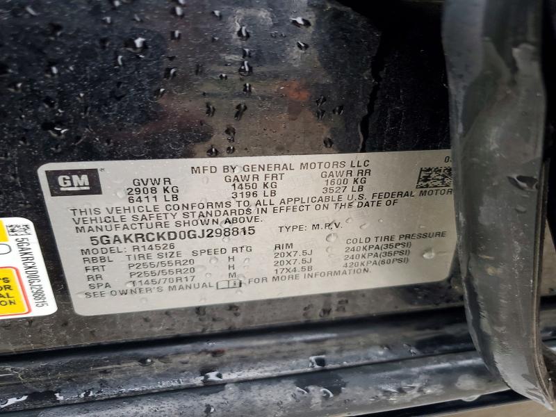 2016 Buick Enclave მანქანა იყიდება აუქციონზე, vin: 5GAKRCKD0GJ298815, აუქციონის ნომერი: 62321566