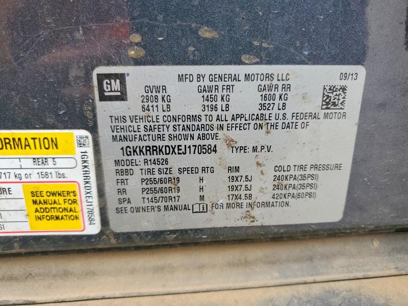 Продаж на аукціоні авто 2014 Gmc Acadia, vin: 1GKKRRKDXEJ170584, номер лоту: 62451596
