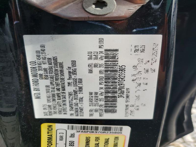60247776 :رقم المزاد ، 3FA6P0K97GR235805 vin ، 2016 Ford Fusion مزاد بيع