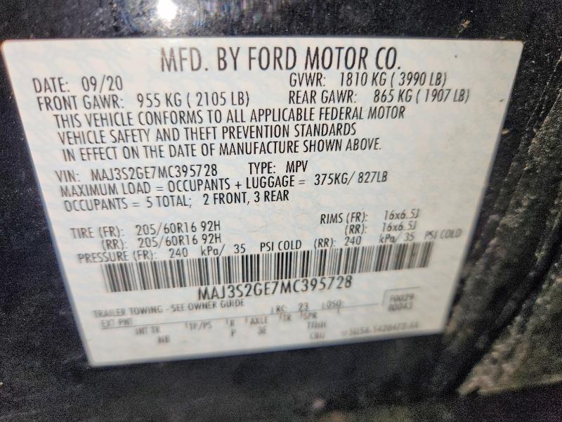 58501456 :رقم المزاد ، MAJ3S2GE7MC395728 vin ، 2021 Ford Ecosport مزاد بيع