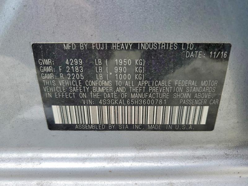 2017 Subaru Impreza მანქანა იყიდება აუქციონზე, vin: 4S3GKAL65H3600781, აუქციონის ნომერი: 73559135