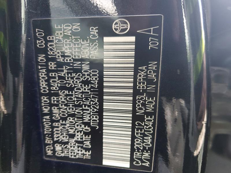 2007 Toyota Yaris მანქანა იყიდება აუქციონზე, vin: JTDBT923471144800, აუქციონის ნომერი: 59758196