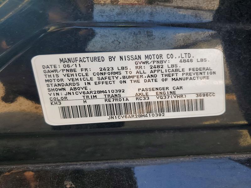 61043376 :رقم المزاد ، JN1CV6AR2BM410392 vin ، 2011 Infiniti G37 Sedan مزاد بيع