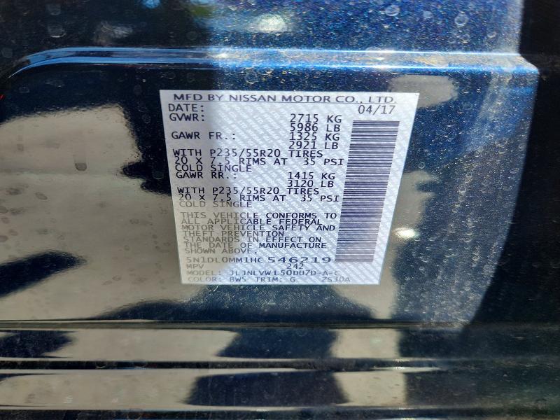 Aukcja sprzedaży 2017 Infiniti Qx60, vin: 5N1DL0MM1HC546219, numer aukcji: 63305466