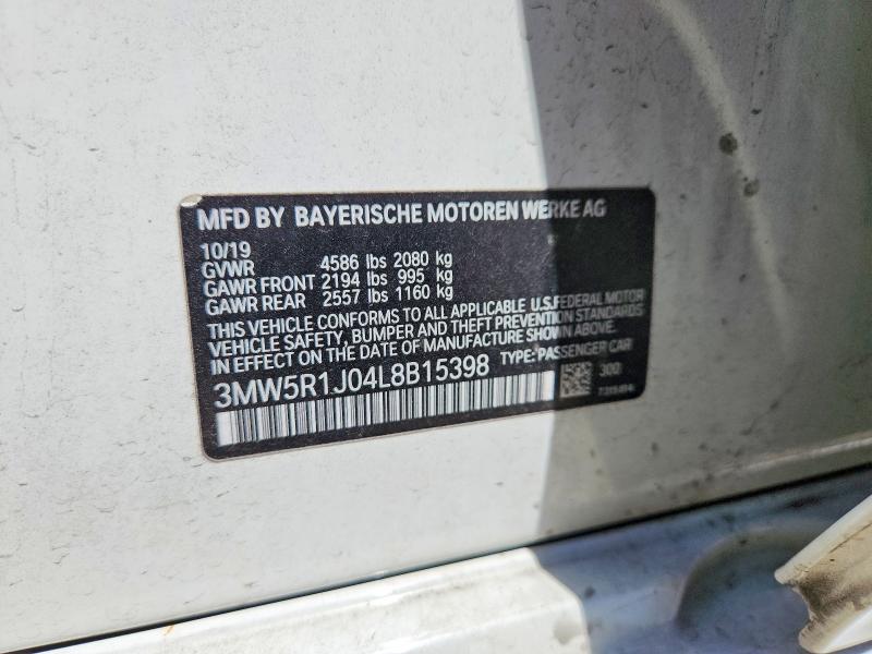Aukcja sprzedaży 2020 Bmw 330i, vin: 3MW5R1J04L8B15398, numer aukcji: 60506886