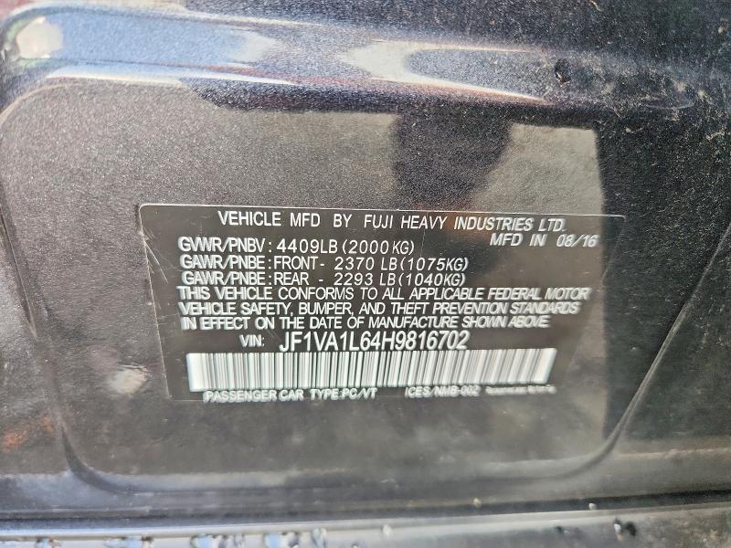 Aukcja sprzedaży 2017 Subaru Wrx, vin: JF1VA1L64H9816702, numer aukcji: 62721306