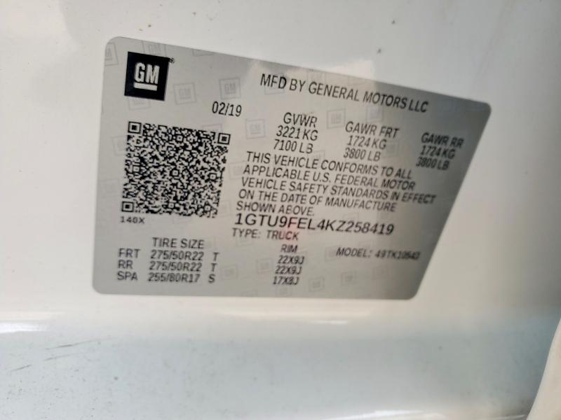 Aukcja sprzedaży 2019 Gmc Sierra, vin: 1GTU9FEL4KZ258419, numer aukcji: 60977646