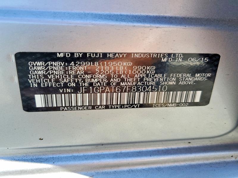 Продажа на аукционе авто 2015 Subaru Impreza, vin: JF1GPAT67F8304510, номер лота: 60572576