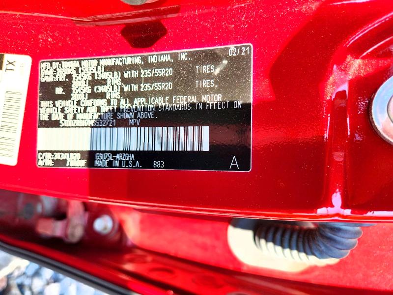 Aukcja sprzedaży 2021 Toyota Highlander, vin: 5TDDZRBH7MS532721, numer aukcji: 63211696
