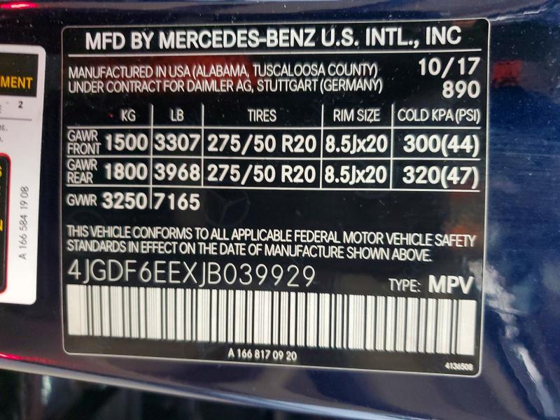 Продаж на аукціоні авто 2018 Mercedes-benz Gls, vin: 4JGDF6EEXJB039929, номер лоту: 62167886