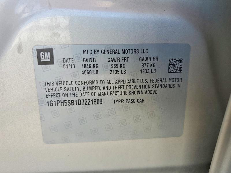 Продажа на аукционе авто 2013 Chevrolet Cruze, vin: 1G1PH5SB1D7221809, номер лота: 59910896